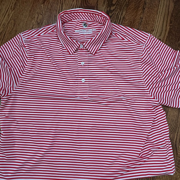 Southern Proper Other - Southern Proper Red and White Striped Performance  Polo Shirt Size Large